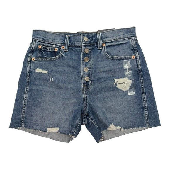 GAP Pants - NWT GAP 3.5" High Rise Denim Shorts 4/27 Medium Wash Stretch Button Fly #679878